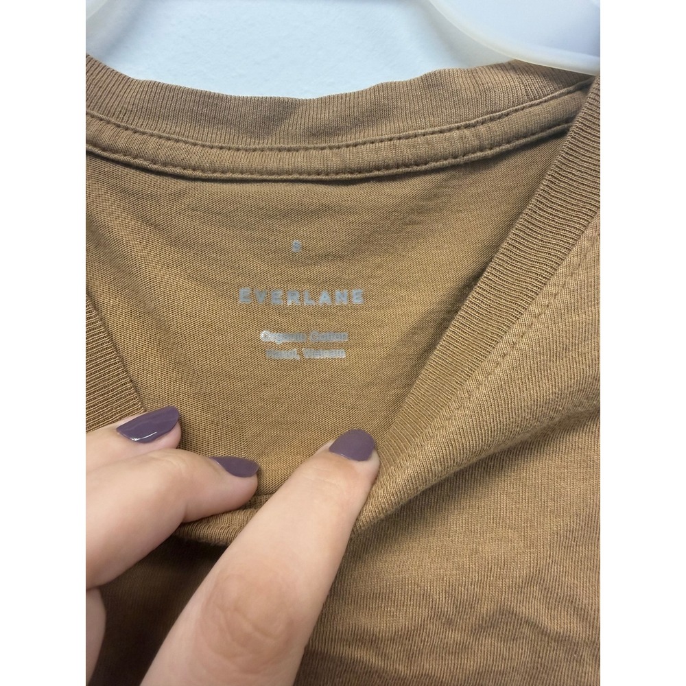 Everlane Organic Cotton Box-Cut Tee Brown Short Sleeve Crew Neck Shirt Small - Picture 4 of 5